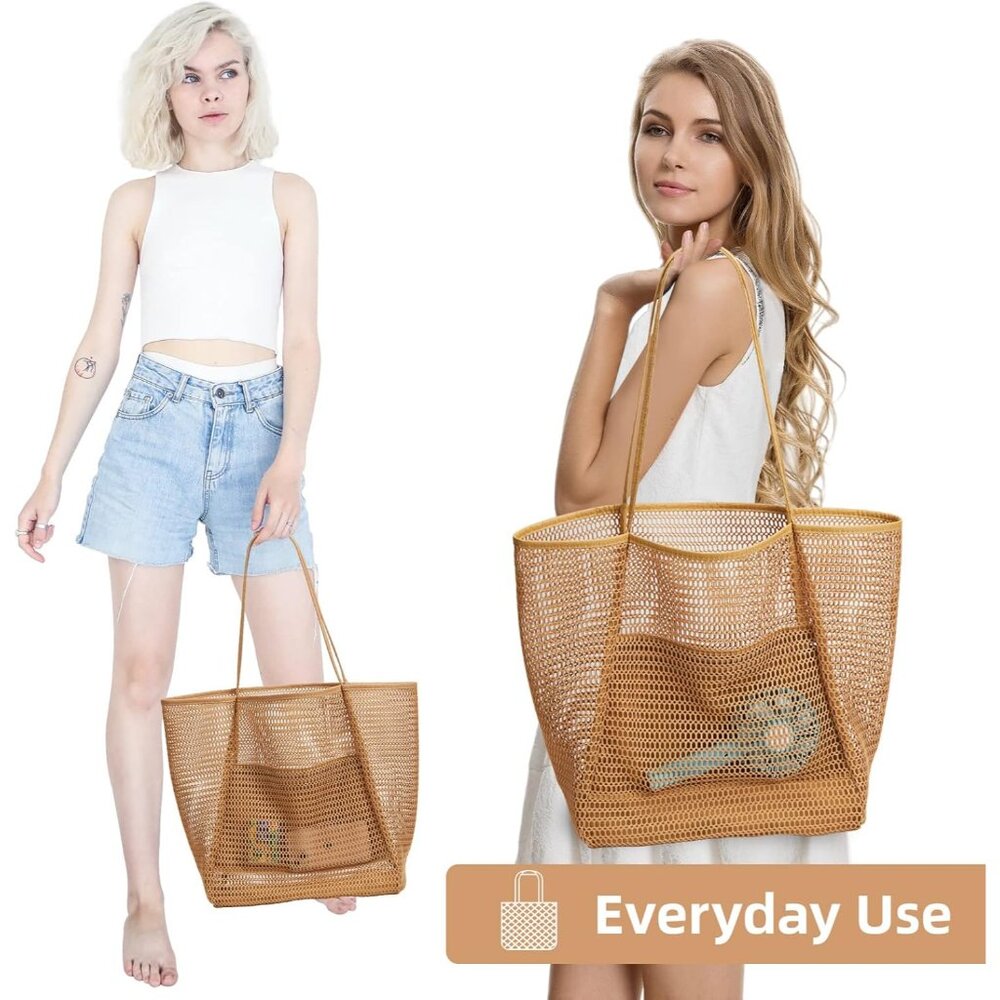 BeachNylon Mesh Tote Bag, Casual Tote Bag Hobo Women Foldable MAX 23L Shoulder B - Picture 9 of 9